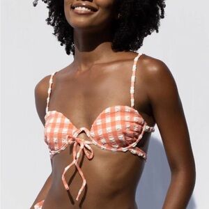 Montce Shrimp Gingham Elany Bikini Top